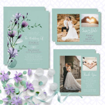 Dusty Purple Floral Green Botanical Wedding Suite