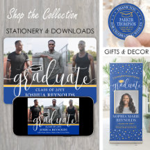 Royal Blue & Gold Modern Graduation Celebration