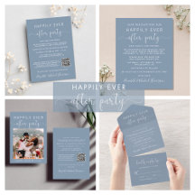 Elegant Dusty Blue Wedding Reception Invitations