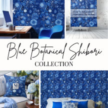 Blue Botanical Shibori Home Decor