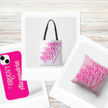 Personalized Hot Pink Retro Groovy Gifts and Home