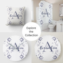 Blue Floral Personalized home decor & accessories