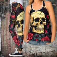 Red Roses Gothic Skull Halloween Yoga Collection