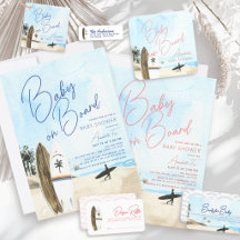 Baby on Board Retro Surfboard Beach Baby Shower