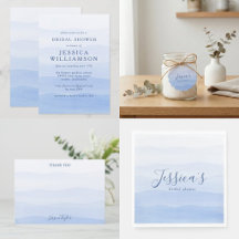 Soft Blue Ombre Watercolor Bridal Shower Suite