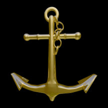 Classy Nautical Gold Anchor on Black