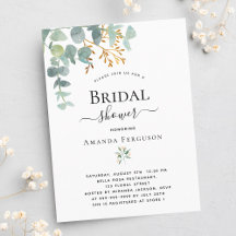 Bridal Shower - eucalyptus gold glitter