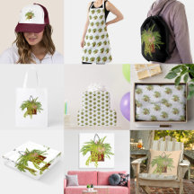 Fern Ivy Hanging Plant Botanical Illustration Art