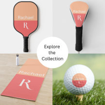 Peach Monogram Name Typography Sports and Games