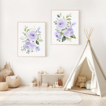 Purple Flowers Nursery Prints