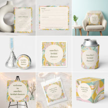 Cute Modern Pastel Abstract Swirl Bridal Shower