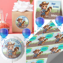 Western Party Little Cowgirl With Horse 1