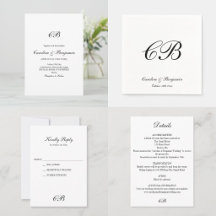 Classic Timeless Monogram Black and White Wedding