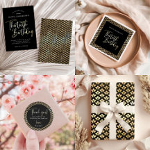 Modern Black White and Gold 30th Birthday Party