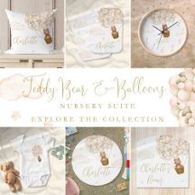 Cute Teddy Bear and Balloons Neutral Nursery Decor