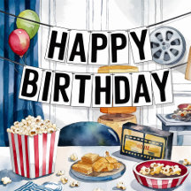 Movie Night And Popcorn Kids Birthday Party