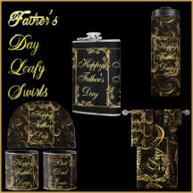 Modern Calligraphy Fathers Day Gold Leafy Swirls  
