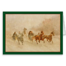 One Horse Open Sleigh Race Christmas Card Set