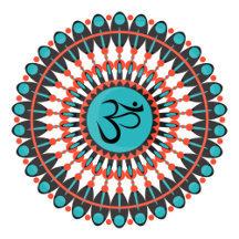 Mandala Yoga Om Coral Turquoise Geometric Design