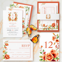 Verona sunset orange floral wedding collection