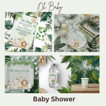 jungle baby boy shower wild tropical invitation