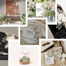 Bridal shower pampas grass modern typography