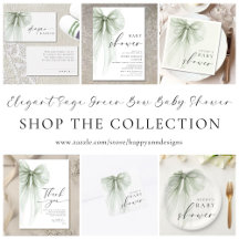 Elegant Sage Green Bow Baby Shower