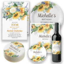 YELLOW SUNFLOWERS GREEN EUCALYPTUS BIRTHDAY PARTY