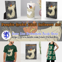 Pumpkin-Headed Ghost Halloween Art