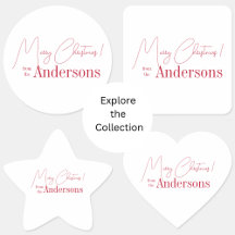 Personalized Red and White Christmas Stickers