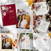 Burgundy Autumn Fall Floral Sweet 16 Collection