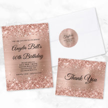 Glittery Light Rose Gold Foil Birthday - Adult