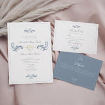 Classic Dusty Blue Wedding Invitation Suite