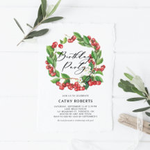 Watercolor Red Cherries Garland Collection