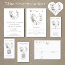 White Flowers with a Heart-Gold-Wedding Suite
