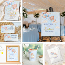 We Can Bearly Wait, Cute Bear Baby Shower Boy