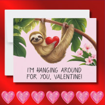 Custom Sloth Funny Valentine's Day Cards 