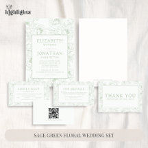 Sage Green Floral Wedding Set