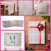 Modern Elegant Pink and Green Plaid Pattern