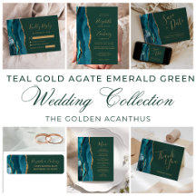 Teal Gold Agate Emerald Green Wedding Suite