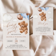 Teddy Bear, Blue Balloons Birthday Collection