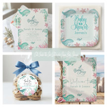 Cute Under the Sea Watercolor Ocean Baby Shower