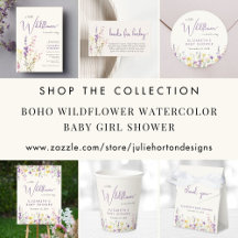 Boho Wildflower Watercolor Baby Girl Shower