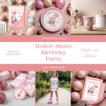 Roller Skating With Pink Heart Balloons Birthday