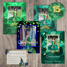 Verde Green Jewel Tones, Emerald, Jade Quinceañera