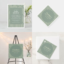 Modern Arch Line Art Sage Green Baby Shower