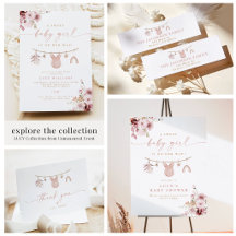 Girl Clothesline Baby Shower, Dusty Pink Floral