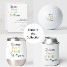 80th Birthday Golf Party Cheers Beers Minimal