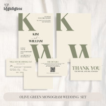 Olive Green Monogram Wedding Set