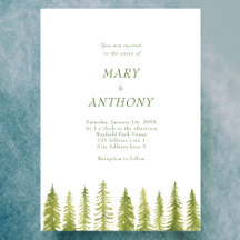 Watercolor Pine Trees Wedding Invitation
